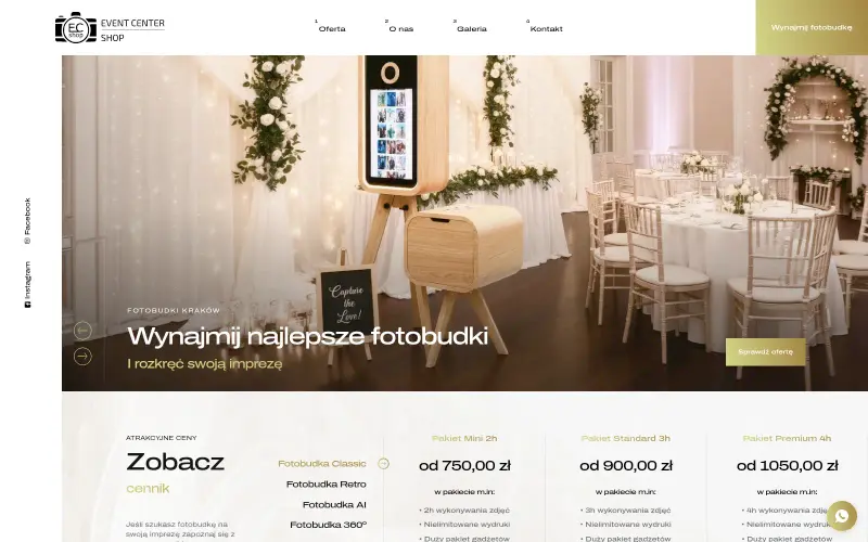 Zrzut strony firmy Event Center Shop