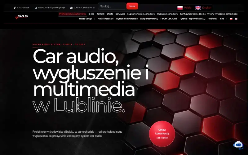 Zrzut strony firmy SOUND AUDIO SYSTEM LUBLIN sp. z o.o.
